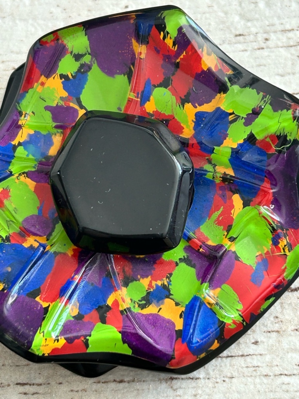 Multicolor Retro Abstract Glass Dish